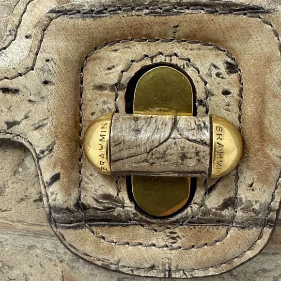 Brahmin Croc-Embossed Leather Shoulder Bag – Chestnut Brown Vintage - Picture 3 of 10